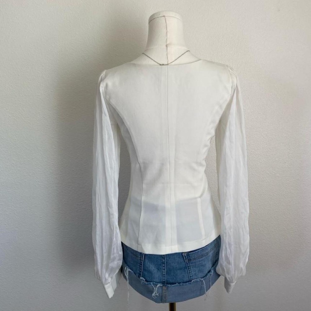 Vintage Corset Blouse Square Neckline Regency Coquette Milkmaid - Picture 8 of 8